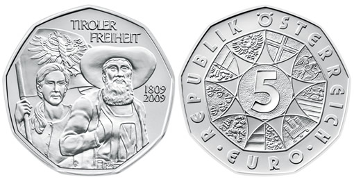 Austrian Mint Tyrolean Resistance Fighters Coin Featuring Andreas Hofer