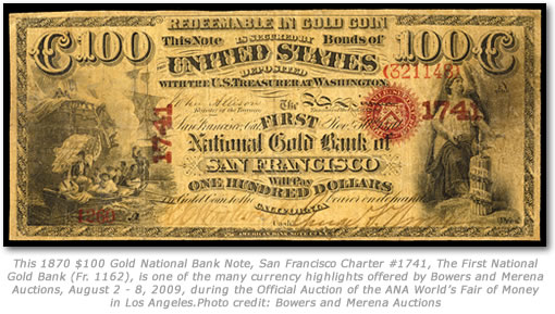 1870 $100 National Gold Note