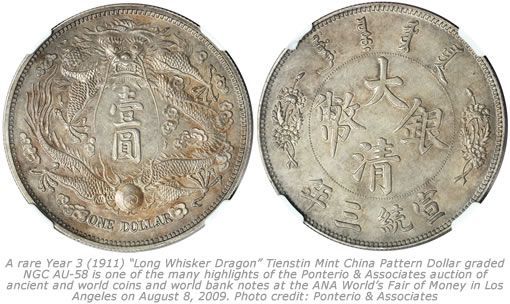 "Long Whisker Dragon" Tientsin Mint China Pattern Dollar