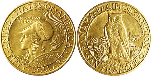 1915-S $50 Panama-Pacific Round