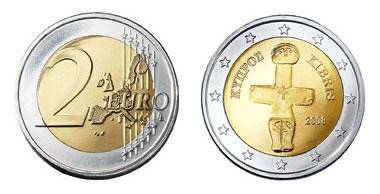 Central Bank of Cyprus 2 Euro Ancient Statue Cross Coin
