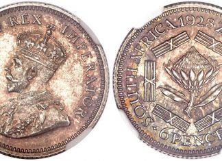 Landmark Sixpence Leads Heritage ANA Boston World Coin Auction George V Specimen Sixpence 1928
