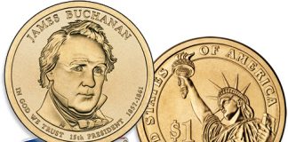 James Buchanan Presidential Dollars Launch, $25 Rolls on Sale James Buchanan Presidential Dollar and Rolls