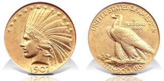 Historic 1907 $10 Pattern in Heritage Boston ANA Auction Plain Edge 1907 $10 coin