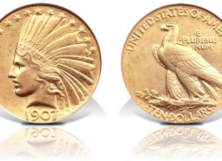 Historic 1907 $10 Pattern in Heritage Boston ANA Auction Plain Edge 1907 $10 coin
