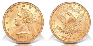 1891-CC Gold Eagle Featured in Heritage Long Beach Coin Auction 1891-CC $10 gold coin