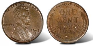 Legend Sells Lincoln Cent Rarity for Record $1.7 Million, Proceeds for Charity 1943-dated Lincoln cent on Bronze Planchet