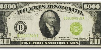 Collector Wins ANA Contest, Guesses Price of Rare 1934 $5000 Bill $5,000 1934 Federal Reserve Note