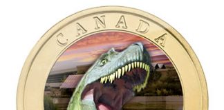 Albertosaurus Dinosaur Featured on Royal Canadian Mint Coin Albertosaurus Dinosaur 50 Cent Canadian Coin