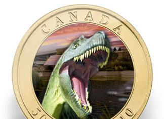 Albertosaurus Dinosaur Featured on Royal Canadian Mint Coin Albertosaurus Dinosaur 50 Cent Canadian Coin