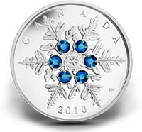 2010 Blue Crystal Snowflake Silver Coin