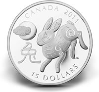 2011 $15 Year of the Rabbit Silver Coin