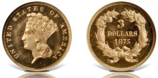 Bowers and Merena 2010 Baltimore Auction Features Rare US Coins 1875 Three-Dollar Gold Piece