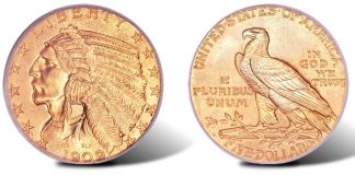 Indian Half Eagle Coins Featured in Heritage’s FUN Platinum Night Auction 1909-O Indian Half Eagle