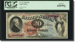$20 1869 Legal Tender PCGS Gem New 65PPQ