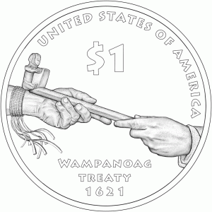 US Mint Line Art Image of 2011 Native American Dollar Design