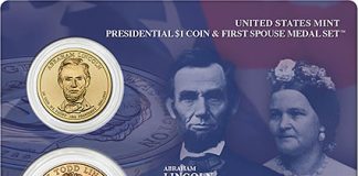 Lincoln Presidential $1 Coin & First Spouse Medal Set Issued Lincoln Presidential $1 Coin & First Spouse Medal Set