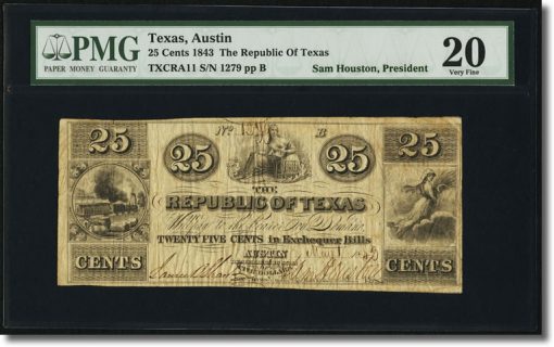 25¢ Republic of Texas Exchequer Note