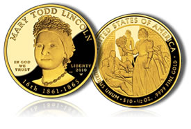 Proof Mary Todd Lincoln First Spouse Gold Coin