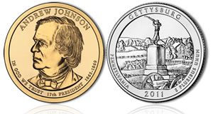 US Mint February 2011 Coin Production: Gettysburg Quarters and Johnson Dollar Scarcest Johnson Dollar and Gettysburg Quarter