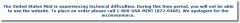 US Mint technical difficulties message