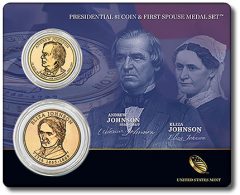 Johnson Presidential $1 Coin and First Spouse Medal Set