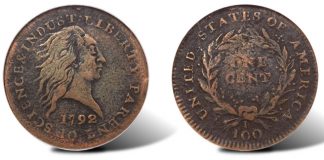 Rare 1792 Fusible Alloy Cent Offered in Heritage’s U.S. Coin & Platinum Night Auction 1792 Fusible Alloy Cent