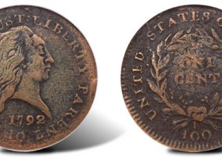 Rare 1792 Fusible Alloy Cent Offered in Heritage’s U.S. Coin & Platinum Night Auction 1792 Fusible Alloy Cent
