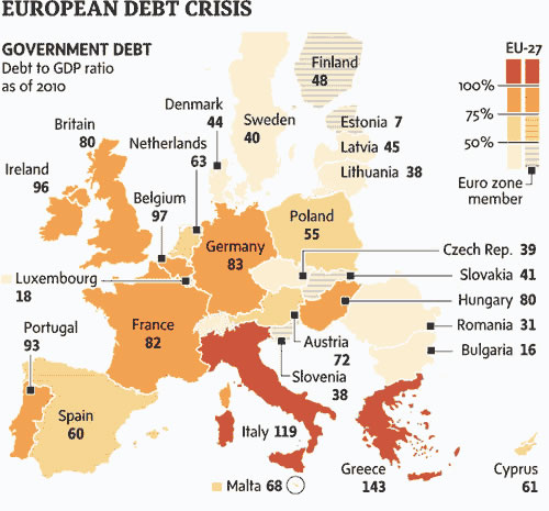 European Debt Crisis Map