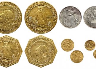 Panama-Pacific Coin Set, 1870-CC Double Eagle Featured in Bonhams’ September Auction 1915 Panama-Pacific Five-Coin Set