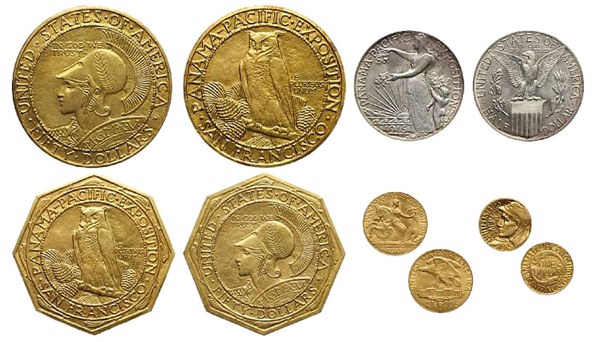 1915 Panama-Pacific Five-Coin Set
