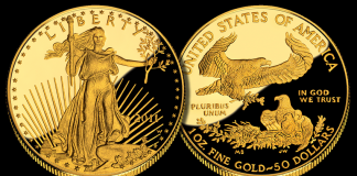 US Mint Sales: Eagle Gold Coins Robust, Grand Canyon 5 Oz Maxed, Hayes $1 Debut 2011 Proof American Eagle Gold Coin