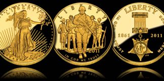 US Mint Sales: American Gold Eagles and Gold Commemorative Coins Shine 2011 Proof Gold Coins - $50 American Gold Eagle, $5 U.S. Army and $5 Medal of Honor