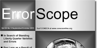 CONECA ErrorScope Issue Features Doubled Die Cent, Double Struck JFK CONECA ErrorScope Sep-Oct 2011 Cover