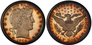 Shireman Collection of Barber Halves, URC at Sept. 2011 Long Beach Coin Expo PCGS Secure Plus MS66+ 1894-O Barber half dollar