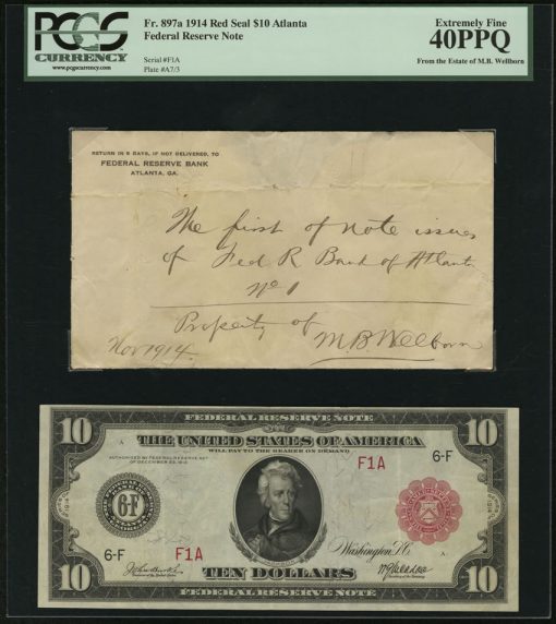 Serial Number One Atlanta $10 1914 Red Seal