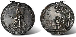 Stack’s Bowers Realizes $4M+ in Philadelphia Auction of U.S. Coins, Currency and Medals 1780 Virginia Happy While United Medal