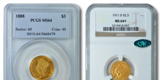 GreatCollections’ August 2011 Coin Auctions Realize $828,000 1888 $3 Gold and 1911 Indian Quarter Eagle Coin