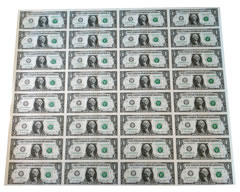 2009 $1 Uncut Currency Sheets from Philadelphia Bank (32 subject sheet)