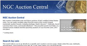 NGC Auction Central Resource Tool for US Coin Auctions NGC Auction Central search tool