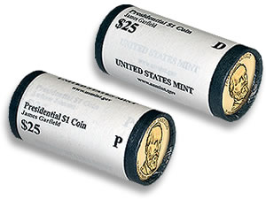 James Garfield Presidential $1 Coin Rolls