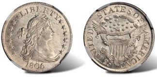 Stack’s Bowers Coin and Currency Auction at Whitman’s Baltimore Show Realizes $15.6M 1806-5 Draped Bust Quarter