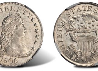 Stack’s Bowers Coin and Currency Auction at Whitman’s Baltimore Show Realizes $15.6M 1806-5 Draped Bust Quarter