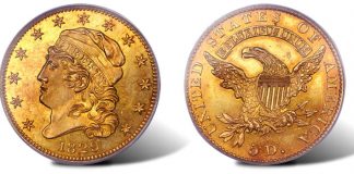 1820s Era Half Eagles Highlight Heritage’s Orlando FUN US Coin Auction 1829 BD-1 Large Date Half Eagle