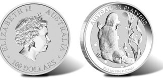 2012 Australian Platypus Platinum Bullion Coin Released 2012 Australian Platypus Platinum Bullion Coin