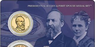 2011 Garfield Presidential $1 Coin & First Spouse Medal Set Available Garfield Presidential $1 Coin First Spouse Medal Set