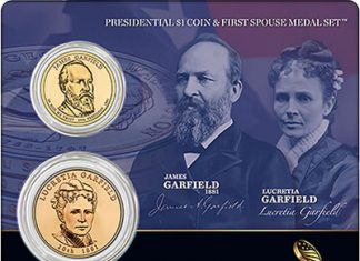 2011 Garfield Presidential $1 Coin & First Spouse Medal Set Available Garfield Presidential $1 Coin First Spouse Medal Set