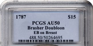 Top U.S. Rare Coins in PCGS Holders Unique 1787 Brasher Doubloon