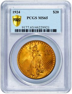 1924 $20 Saint-Gaudens Double Eagle MS65