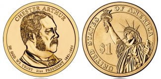 2012 Chester Arthur Presidential Dollar Rolls and Boxes Released Chester A. Arthur Presidential $1 Coin
